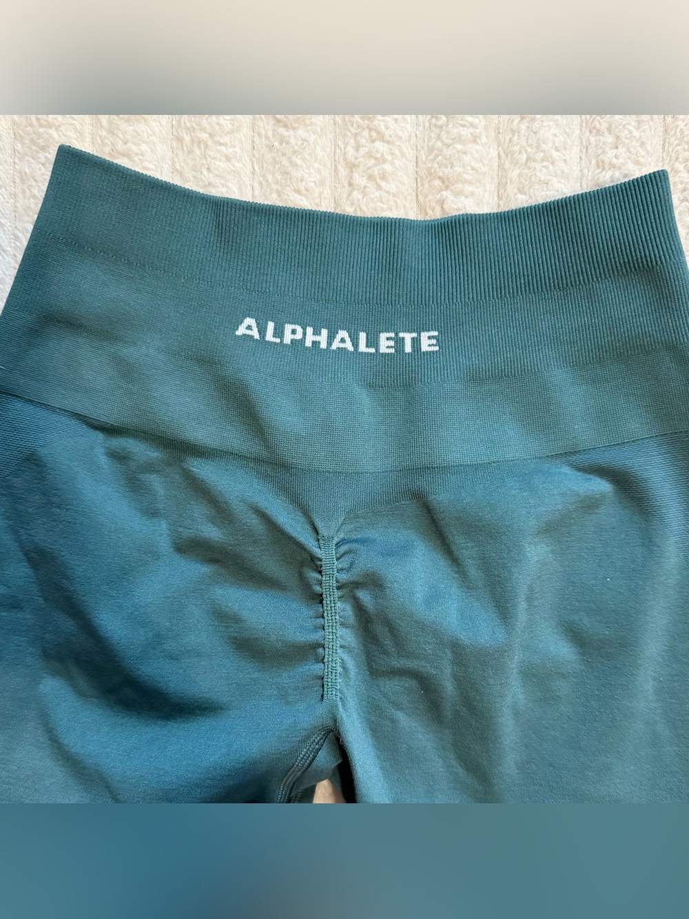 Alphalete Seamless Gym Leggings Dark Teal Green Scrunch Butt High Waist XS - Picture 5 of 5
